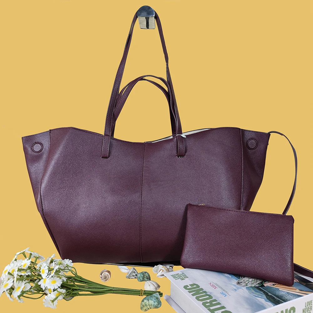 حقيبة كتف نسائية عصرية لعام 2025، حقيبة حمل كبيرة السعة، حقيبة كتف بسيطة للتنقل، محفظة صغيرة مجانية