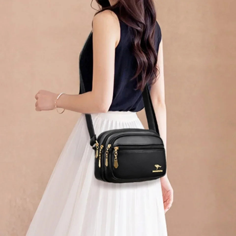 حقيبة كتف نسائية أنيقة من الجلد الناعم عالية الجودة، حقيبة متعددة الجيوب ومقاومة للاهتراء، حقيبة يد فاخرة للسيدات