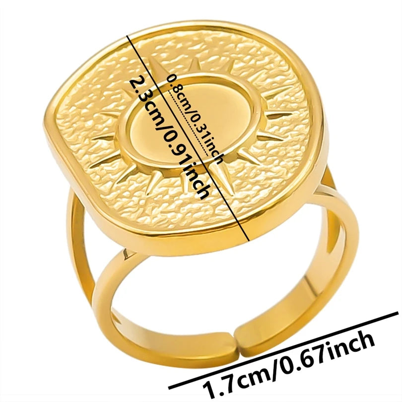 خمس قطع من حلقات قابلة للتعديل مطلية بالذهب ومصنوعة من الفولاذ المقاوم للصدأ، مثالية للنساء، هدية رائعة للفتيات، لا يتغير لونها أبداً.