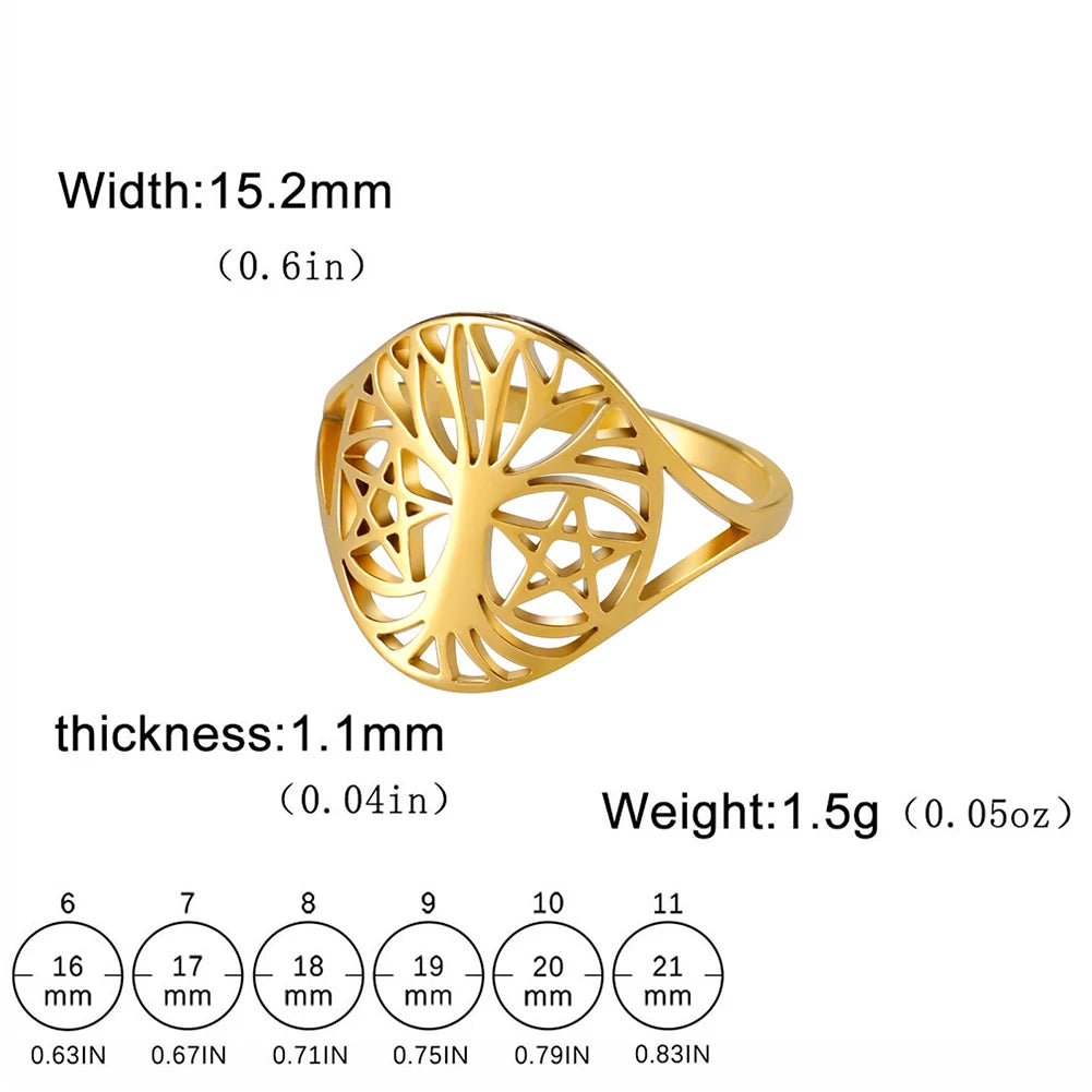 خاتم لاكتون بتصميم شجرة الحياة، مصنوع من الفولاذ المقاوم للصدأ، بلون فضي، مناسب للرجال والنساء، جديد في عالم المجوهرات، هدية مثالية للأزواج في حفلات الزفاف