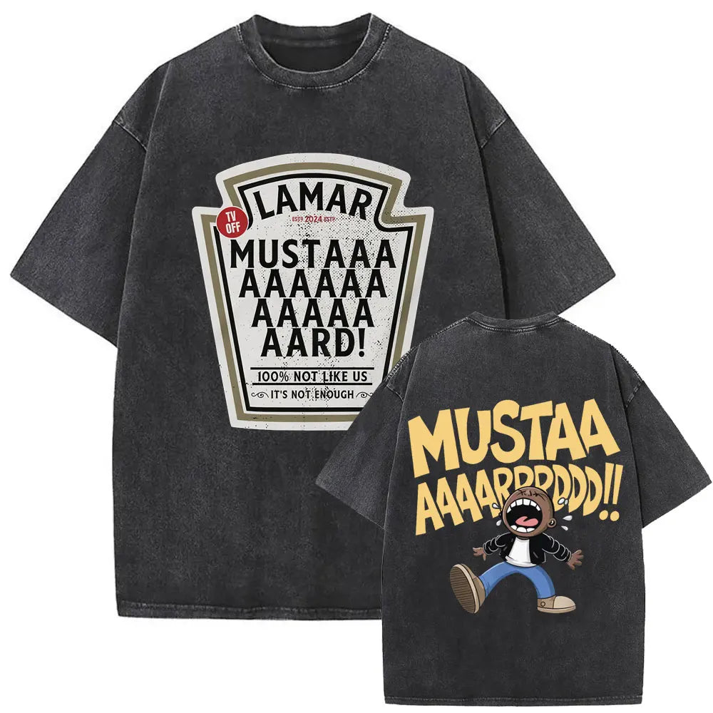 تي شيرت رجالي بتصميم ريترو مغسول من تصميم مغني الراب كندريك لامار، تي شيرت DAMN مطبوع عليه شعار الهيب هوب الحضري، مصنوع من القطن بنسبة 100% على الوجهين.