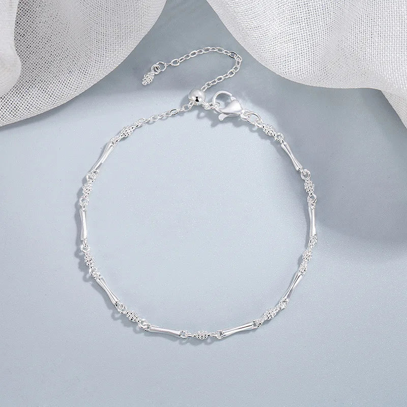 سوار PANJBJ من الفضة الإسترلينية عيار 925 عالي الجودة للنساء مصنوع من خرز الحب الكوري مجوهرات حلوة هدية شحن مباشر