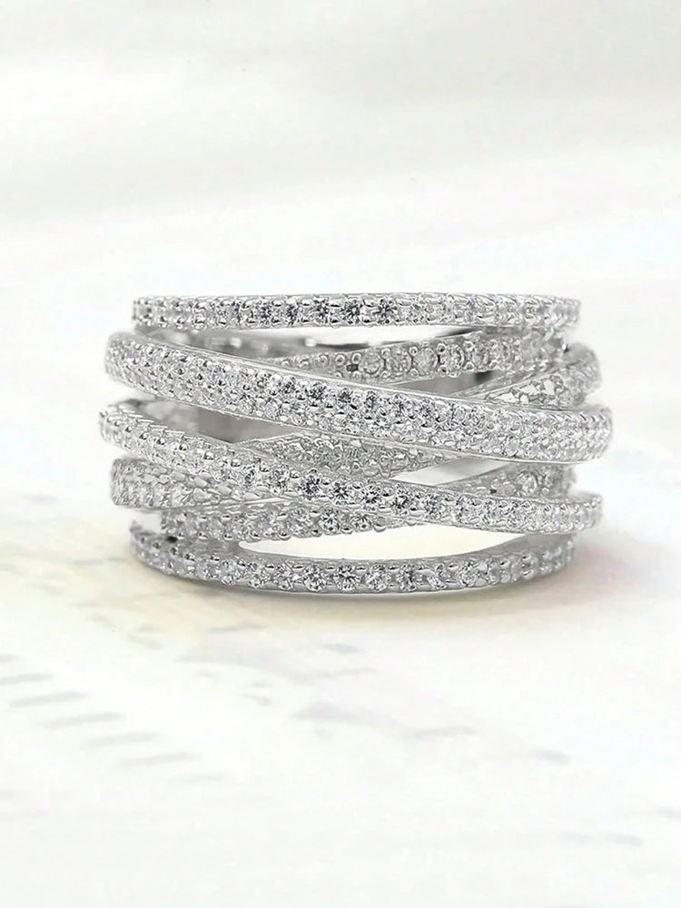 خاتم فضة إسترليني عيار 925 بتصميم كلاسيكي عتيق مرصع بالزركون، مناسب للنساء، مثالي للإطلالات اليومية والحفلات، قطعة مجوهرات فاخرة عالية الجودة.