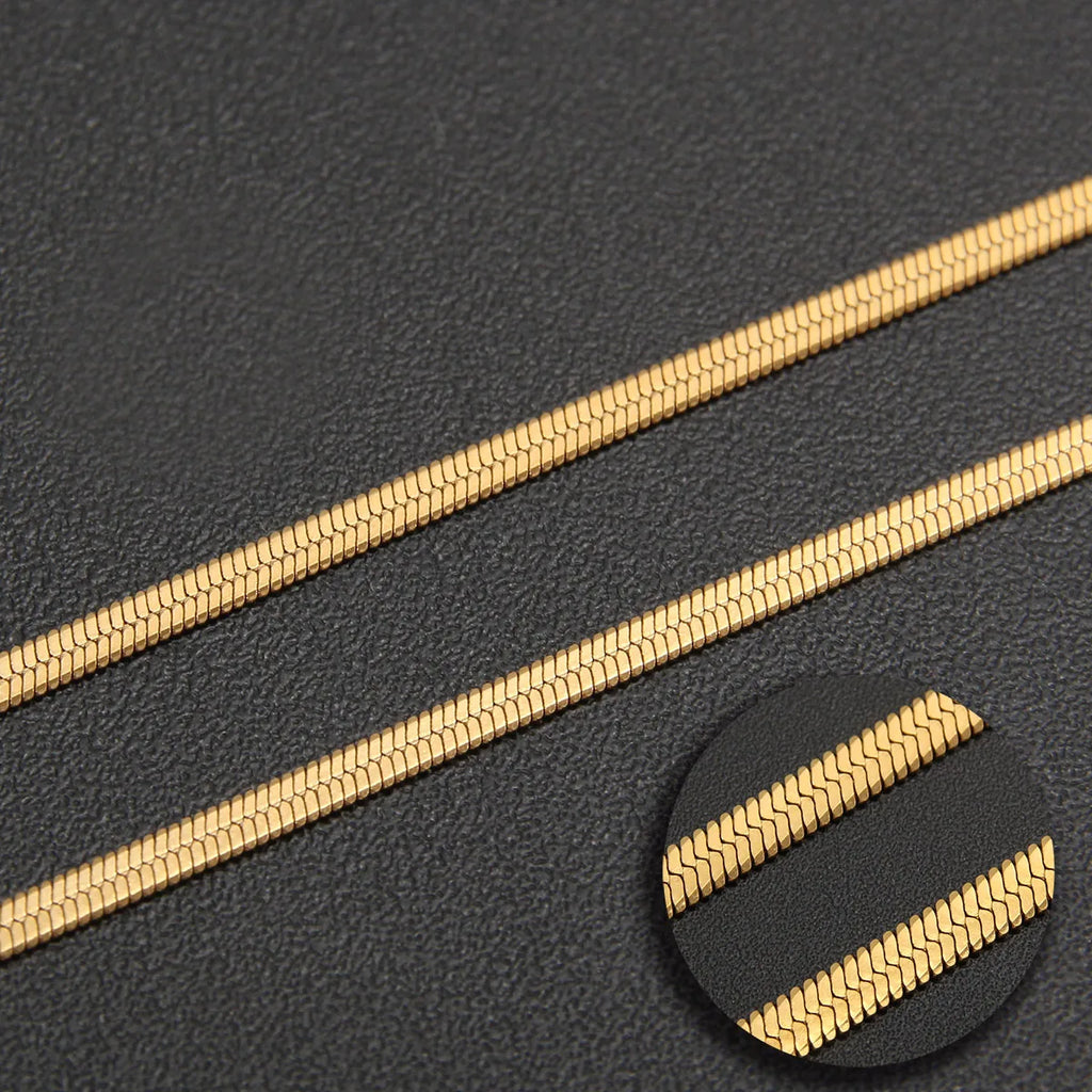 SUNSLL 2/3/4/5MM Stainless Steel Gold Silver Color Flat Herringbone Snake Chain Necklace For Women Men Waterproof Choker Jewelry