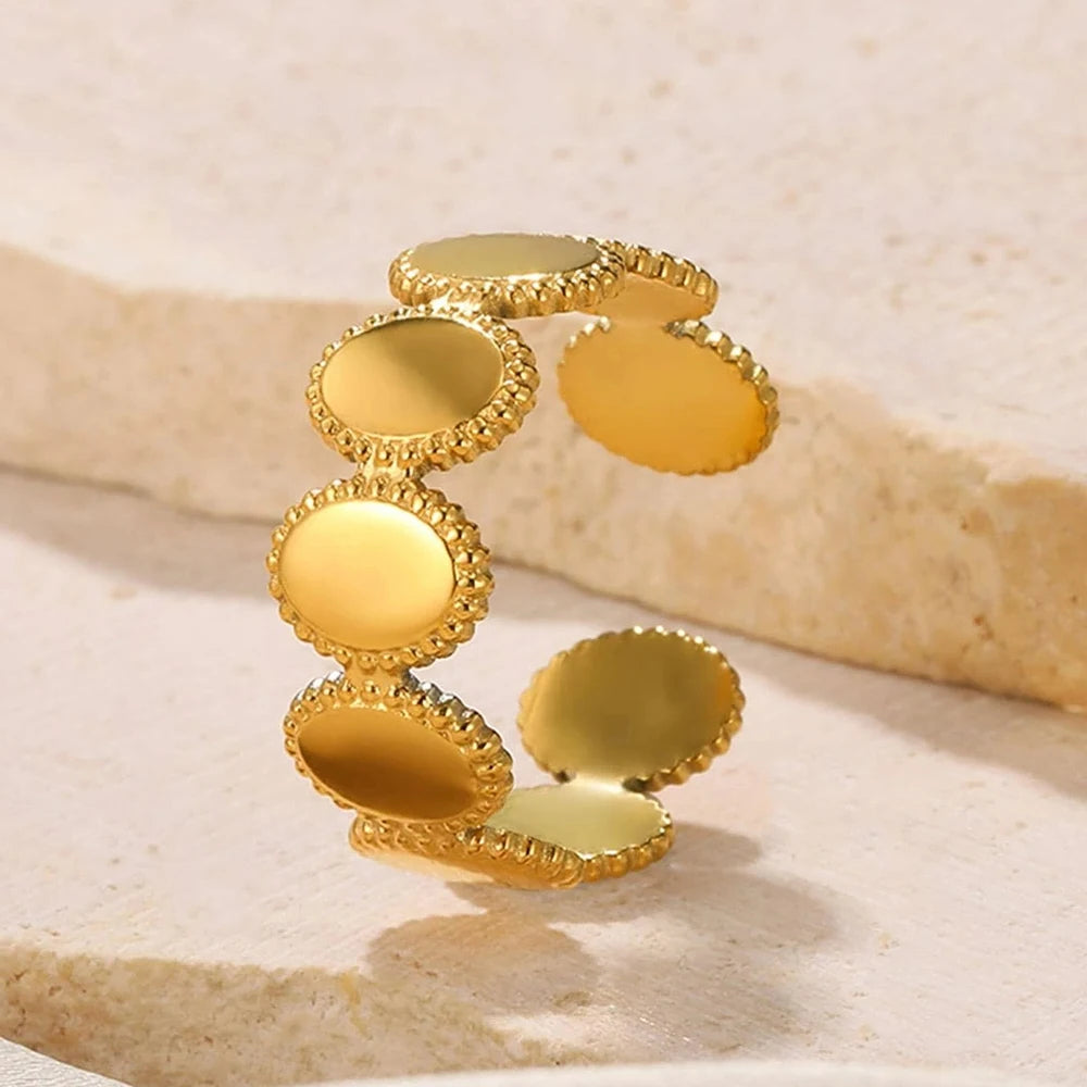 خواتم عملات معدنية عتيقة الطراز من اليونان القديمة للإلهة أريثوسا للنساء، مصنوعة من الفولاذ المقاوم للصدأ ومزينة باللؤلؤ المقلد والزركون على شكل هلال، مجوهرات عصرية