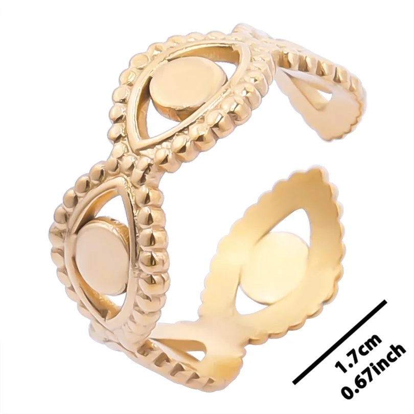 خواتم أنيقة مطلية بالذهب من الفولاذ المقاوم للصدأ، 6 قطع/مجموعة، بتصميمات زهور ونجوم وأوراق شجر وحب وثعبان، خواتم مجردة، مجوهرات نسائية بالجملة