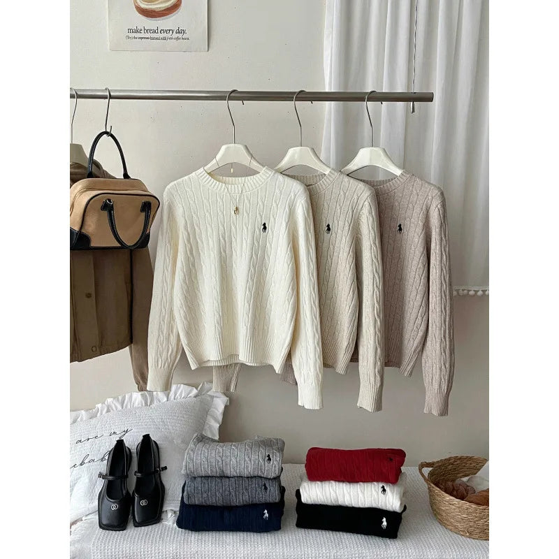 Women's Cashmere Knitted Sweater Embroidered Autumn Winter Layering Base Twist Knitwear Stylish Commute City Style Long Sleeve