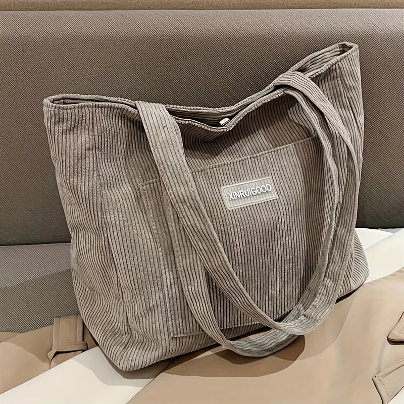 Women's Corduroy Shoulder Tote Bag, Casual Large Capacity Fashion Handbag for Going Out, Purses and Handbags Designer Bag