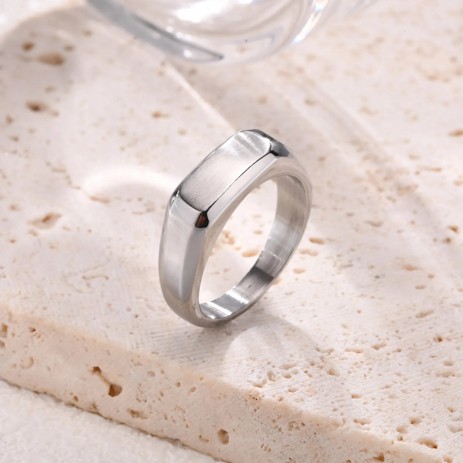 خاتم من الفولاذ المقاوم للصدأ للرجال والنساء، خاتم ذهبي وفضي اللون، خاتم أنيق للخنصر، هدية مجوهرات بسيطة له