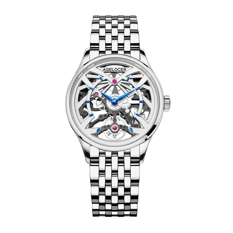 ساعة AGELOCER الأصلية Schwarzwald النسائية الفاخرة للأعمال، ساعة ميكانيكية أوتوماتيكية، هدية عيد ميلاد للنساء