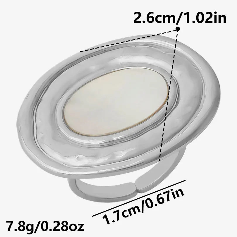 خاتم واحد عصري من الفولاذ المقاوم للصدأ، بتصميم هندسي مستوحى من البحر الطبيعي، مفتوح وسميك، بنمط صدفة بحرية، قطعة واحدة، مجوهرات نسائية عتيقة غير منتظمة