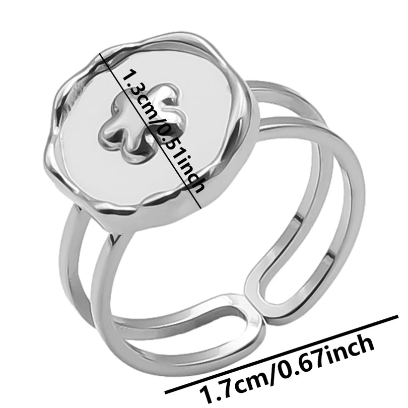 خاتم معدني عالي الجودة بتصميم غير منتظم ومجوف، مفتوح وقابل للتعديل، مصنوع من الفولاذ المقاوم للصدأ، مناسب للنساء والرجال، إكسسوارات مستوحاة من زهرة ونجمة البحر