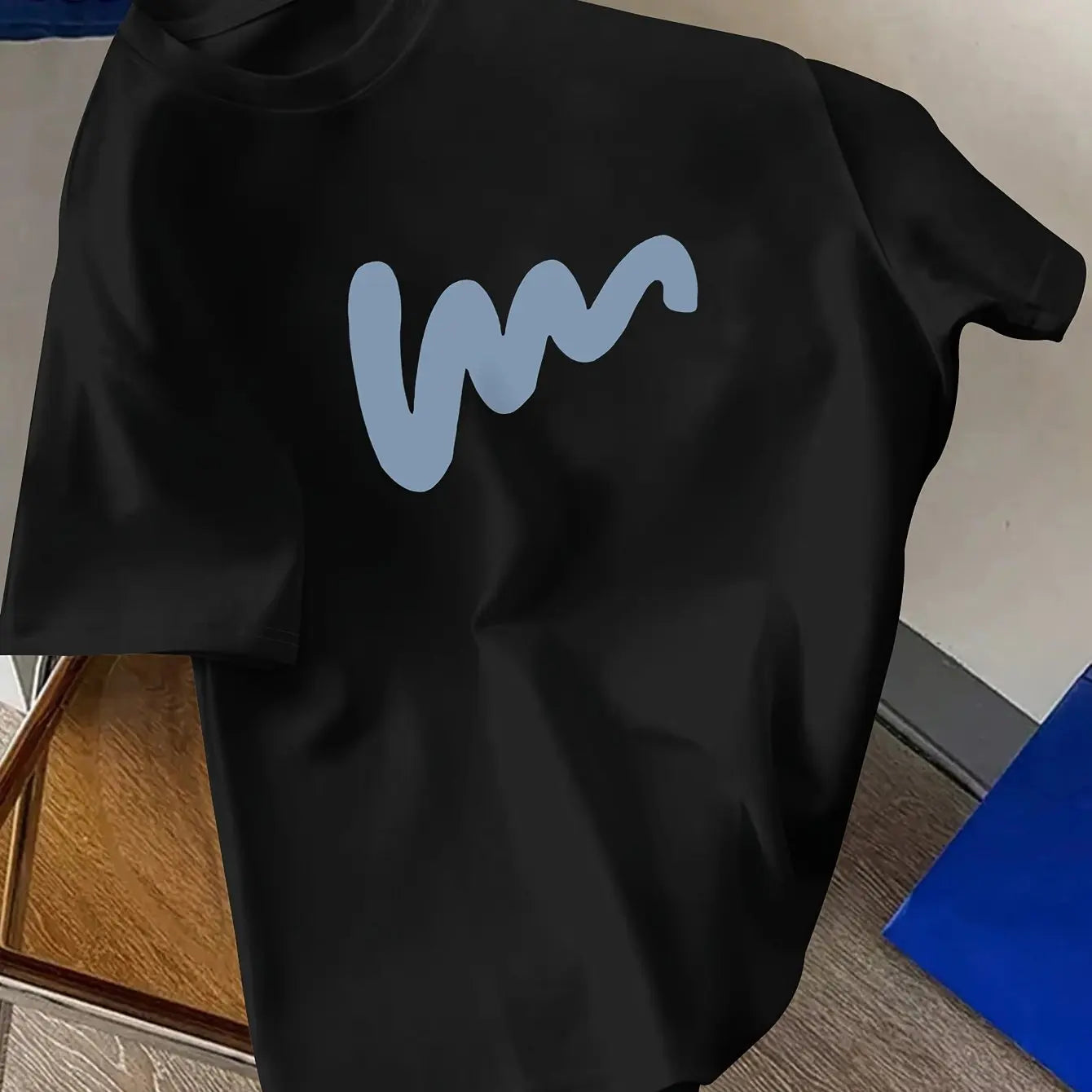 تيشيرت صيفي رجالي قطني 100%، مريح، فضفاض، واسع، مطبوع عليه نقش إبداعي، رياضي، بياقة دائرية وأكمام قصيرة