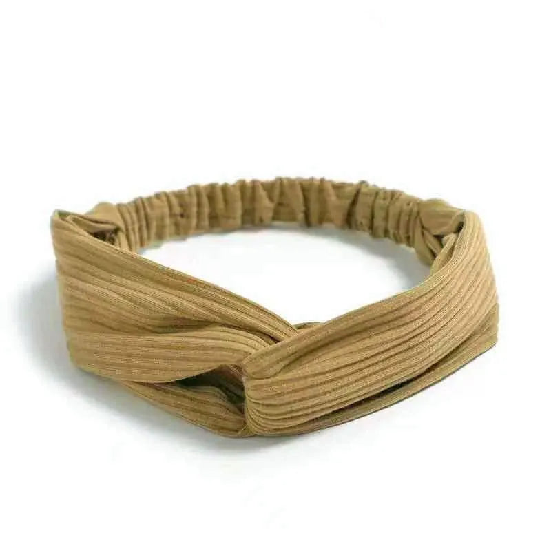 أطواق شعر جديدة ناعمة مطبوعة بألوان سادة للنساء بنمط بوهيمي، أطواق شعر مطاطية بتصميم عقدة متقاطعة عتيقة، عصابات رأس على شكل عمامة، أطواق شعر للبنات، إكسسوارات شعر