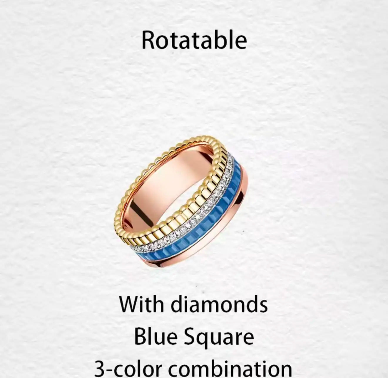 خواتم دوارة فاخرة على الطراز الفرنسي للرجال والنساء قابلة للدوران مصنوعة من مادة الموزانيت عالية الجودة باللونين الأسود والأبيض هدية للمهرجانات