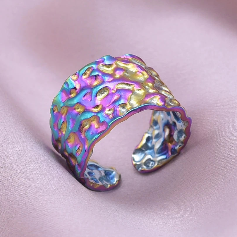 خواتم واسعة غير متساوية من الفولاذ المقاوم للصدأ للنساء والرجال، إكسسوارات، مجوهرات هندية، خاتم إصبع عتيق، هدية