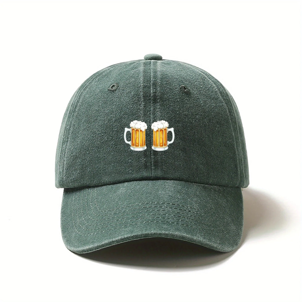 قبعة بيسبول مطبوعة عليها صورة بيرة، قطعة أساسية للحفلات والتجمعات، مناسبة للرجال والنساء على حد سواء بتصميم عصري.