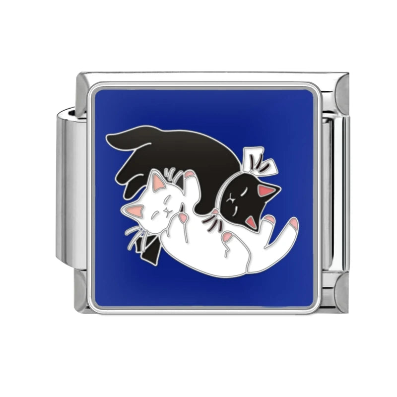 قطعة واحدة من دلايات القط المحظوظ الكرتوني تيدي شيبا إينو الإيطالية تناسب سوار 9 مم من الفولاذ المقاوم للصدأ صناعة المجوهرات بنفسك بالجملة