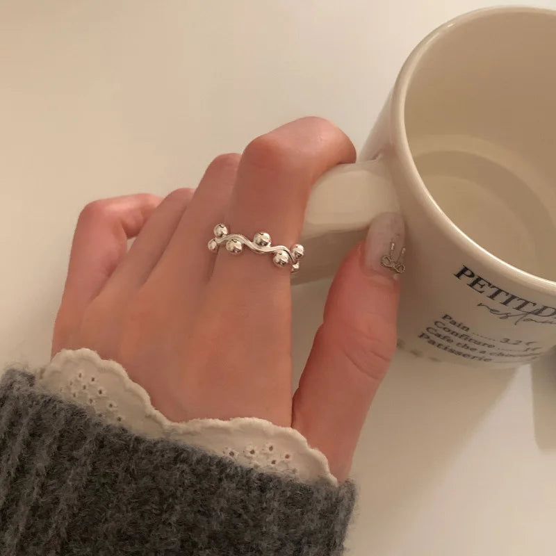 خاتم فينتفيل من الفضة الإسترليني عيار 925 للنساء والفتيات، هدية مثالية بتصميم ريترو عصري فريد من نوعه، مجوهرات هندسية غير متماثلة، خدمة توصيل مباشرة