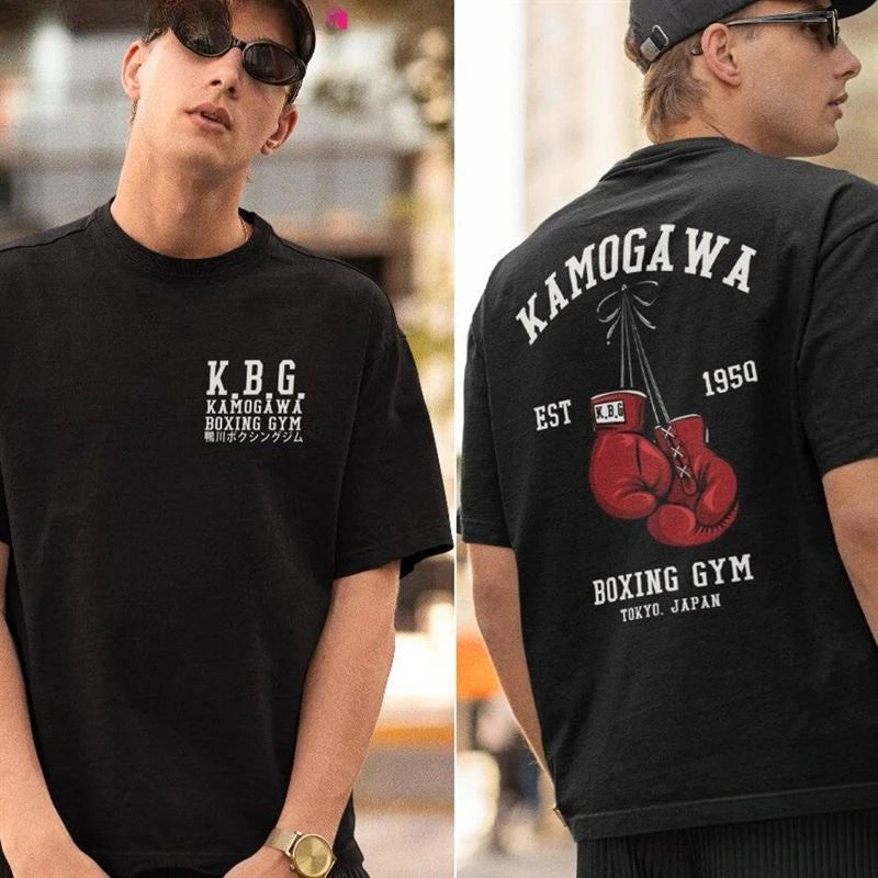 تيشيرت رجالي مطبوع عليه صورة هاجيمي نو إيبو، مصنوع من القطن الخالص، بتصميم كلاسيكي مستوحى من أجواء الصالات الرياضية، مناسب للرجال والنساء، مستوحى من مانغا كاماغوا، رياضة الملاكمة.