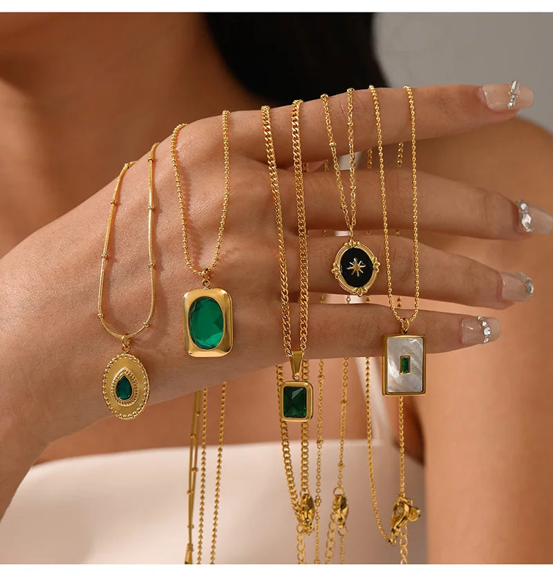 قلادة فرنسية عتيقة للرجال والنساء على شكل نجمة وقمر وزهرة، سلسلة سترة من الفولاذ المقاوم للصدأ 316L، إكسسوار مجوهرات