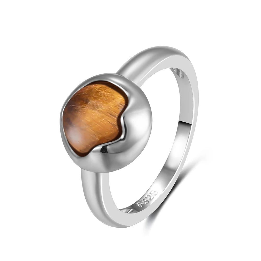 خواتم فضة إسترليني عيار 925 بتصميم عتيق، مرصعة بحجر عين النمر الطبيعي على شكل زهرة، مقاس 8×10 مم، مناسبة للرجال والنساء.