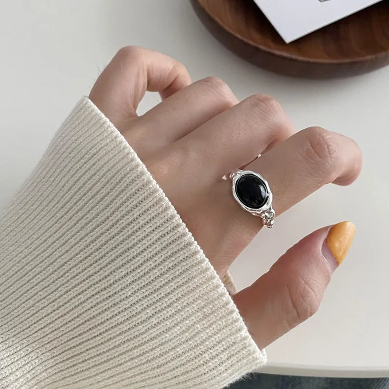 خاتم مفتوح من الفضة الإسترليني عيار 925 بتصميم بانك على شكل قلب، بتصميم هندسي غير منتظم، قابل للتكديس، هدية مجوهرات للنساء والفتيات، خدمة توصيل مباشرة بالجملة