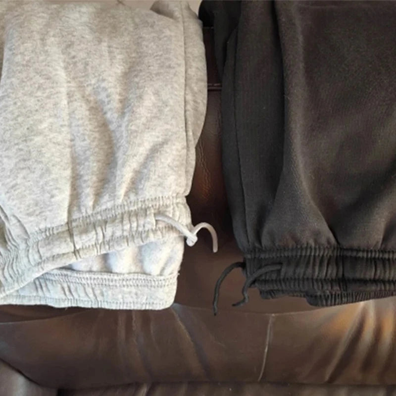 New men's high-quality solid-color sport pants - sport outfit - elastic waist - 2026 casual loose pants - black/grey - cotton jo