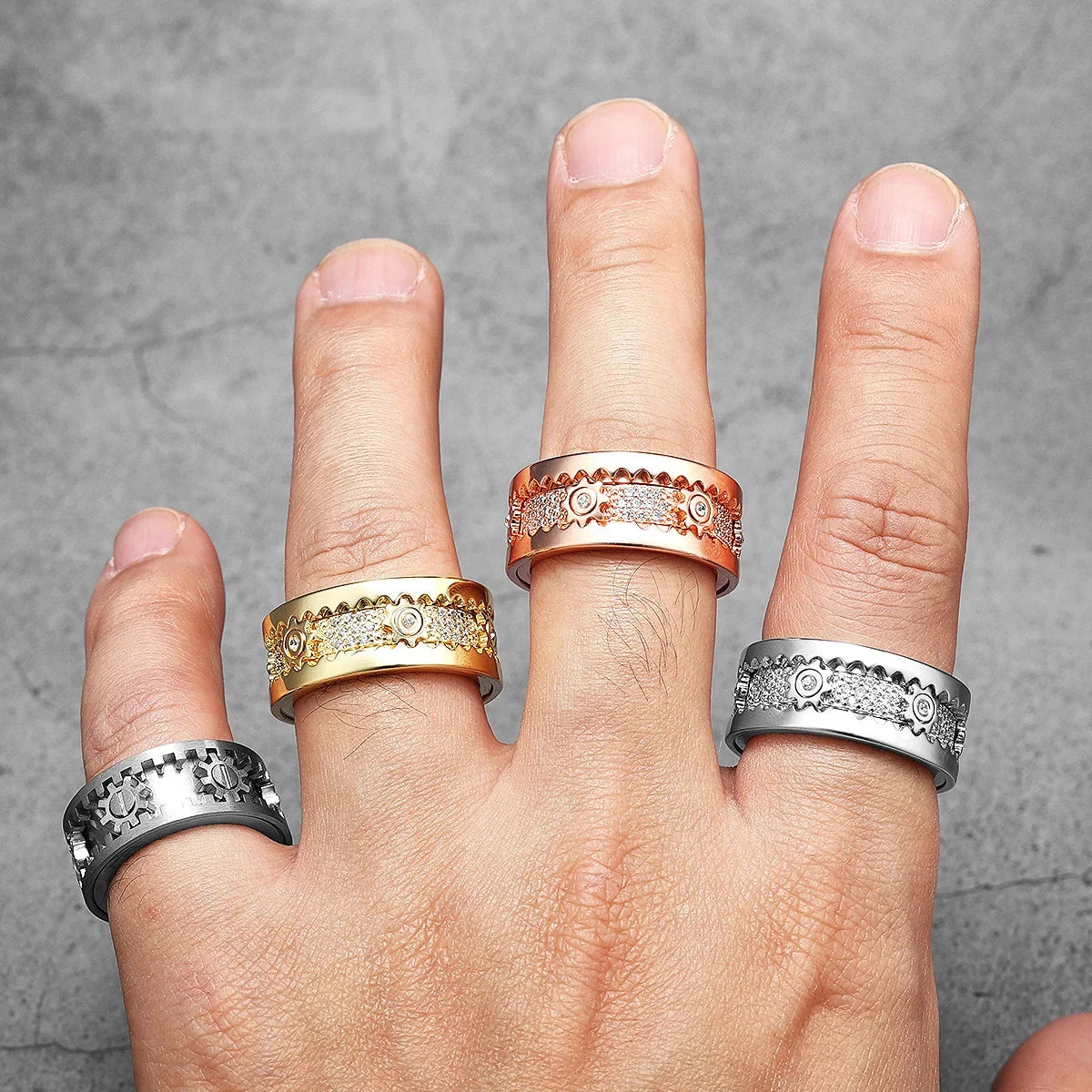 لعبة فيدجيت سبينر، تروس مرصعة بالأحجار الكريمة، خواتم رجالية، ستانلس ستيل، مجوهرات نسائية، بانك، جديد في عالم موسيقى الروك والهيب هوب، إكسسوارات أزياء، هدايا، بيع بالجملة