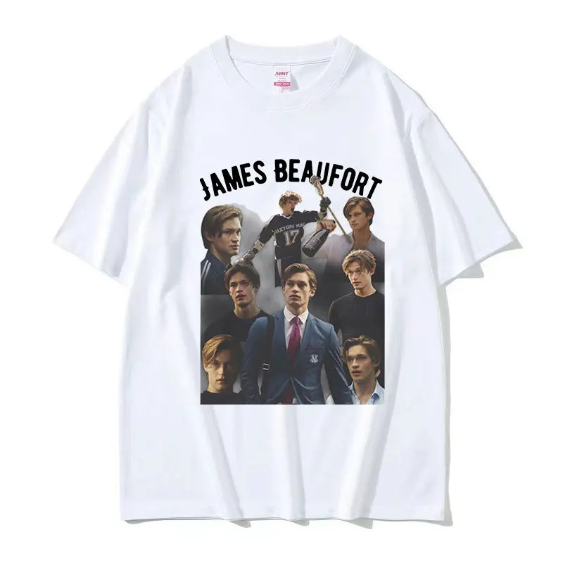 تي شيرت ماكستون هول جيمس بوفورت بطبعة جرافيكية للرجال، تي شيرت عصري بأكمام قصيرة، تي شيرت قطني كبير الحجم برقبة دائرية للجنسين