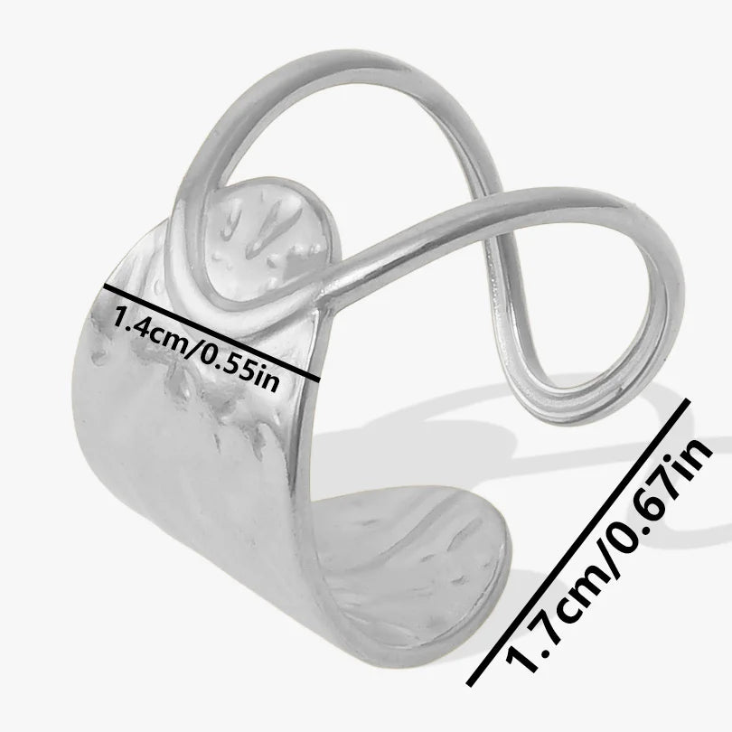 خاتم معدني عالي الجودة بتصميم غير منتظم ومجوف، مفتوح وقابل للتعديل، مصنوع من الفولاذ المقاوم للصدأ، مناسب للنساء والرجال، إكسسوارات مستوحاة من زهرة ونجمة البحر