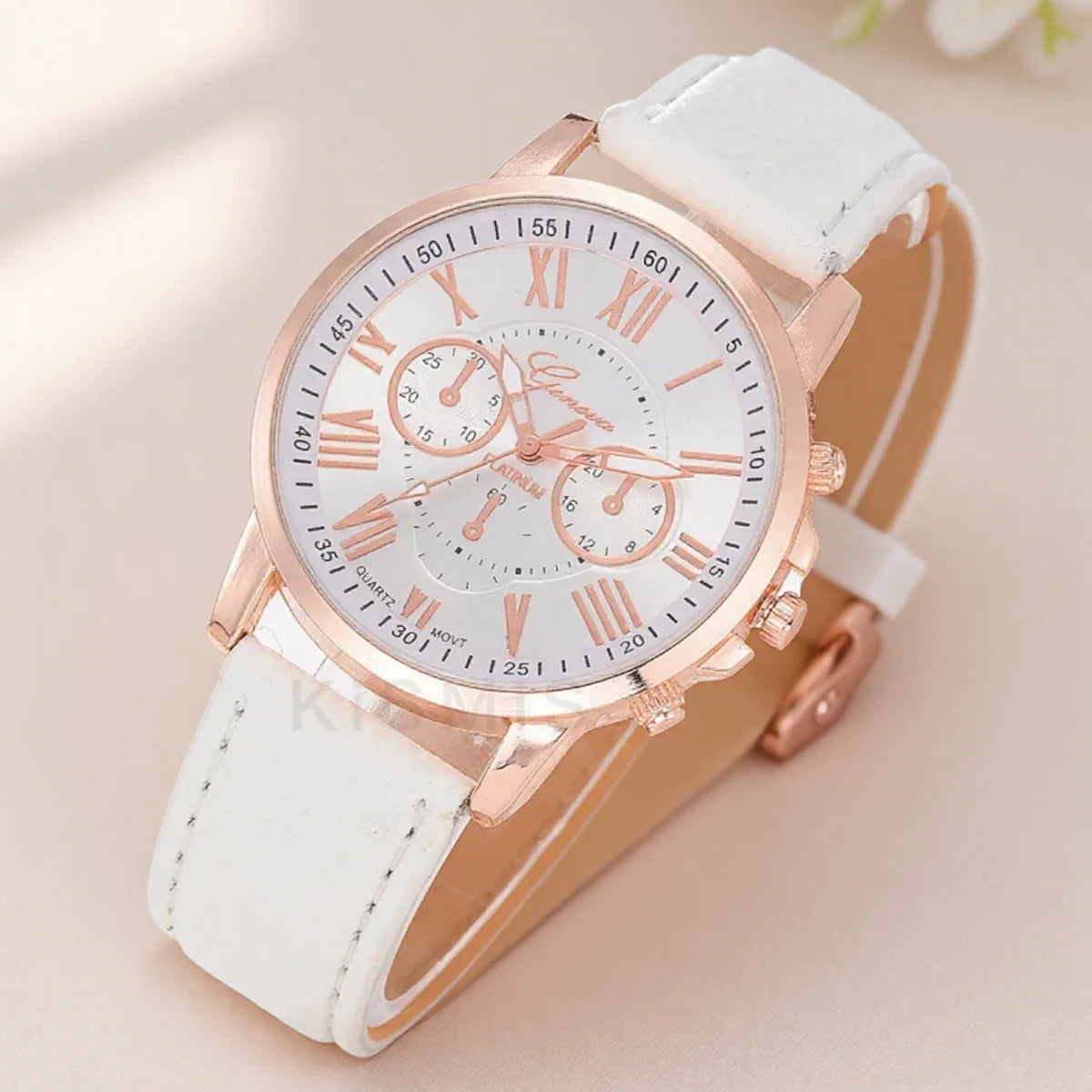 ساعة جنيف كوارتز أنيقة بأرقام رومانية، ثلاث عيون وستة دبابيس، ساعة يد كاجوال للنساء والرجال والأزواج، ساعة أنيقة للمناسبات الرسمية