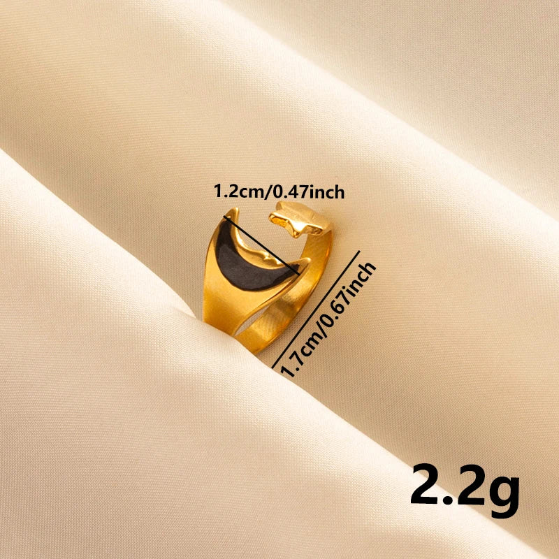 خاتم مفتوح قابل للتعديل بتصميم عين الحسد، قلب، شمس، قلب، للنساء والرجال، إكسسوارات، مينا أسود، مجوهرات عتيقة، خاتم من الفولاذ المقاوم للصدأ، هدية