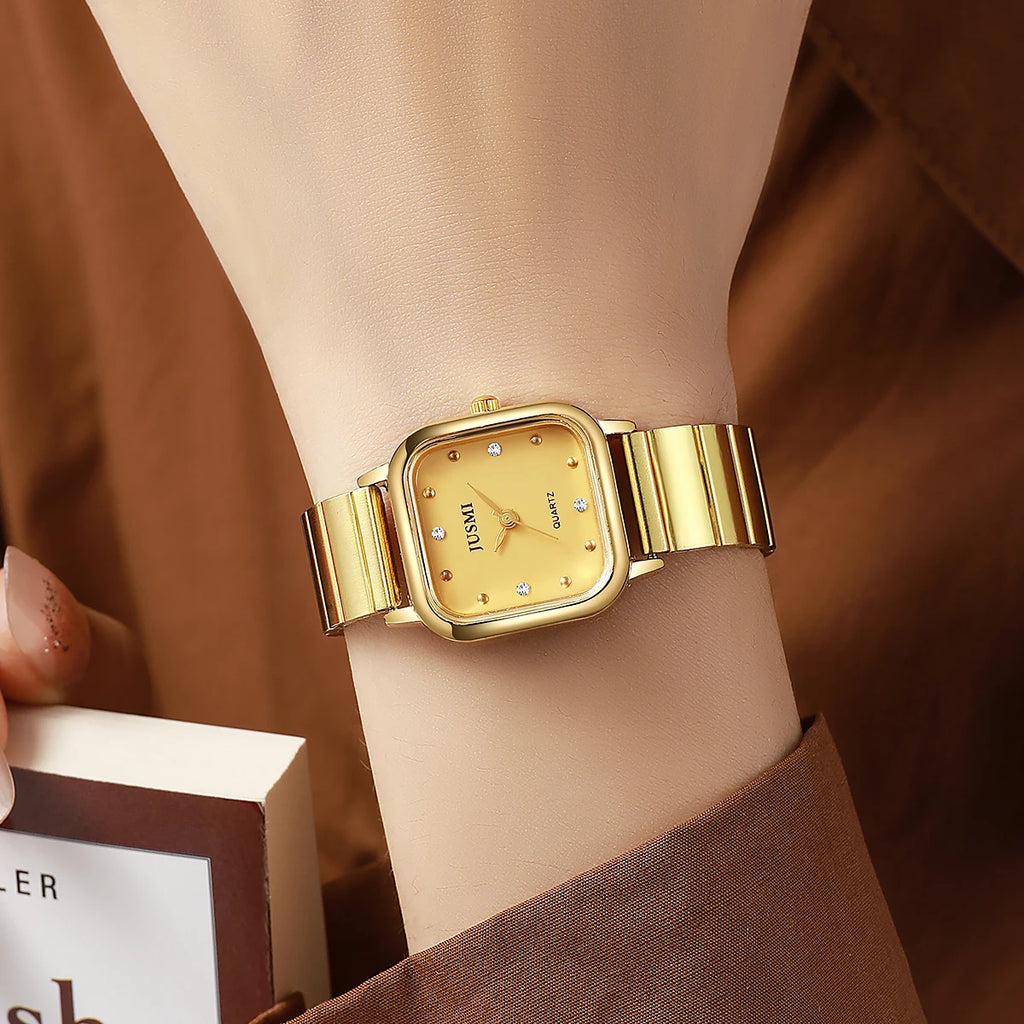 ساعة كوارتز نسائية أنيقة وبسيطة، مصنوعة من سبيكة معدنية، مناسبة كهدية للهالوين أو عيد الميلاد.