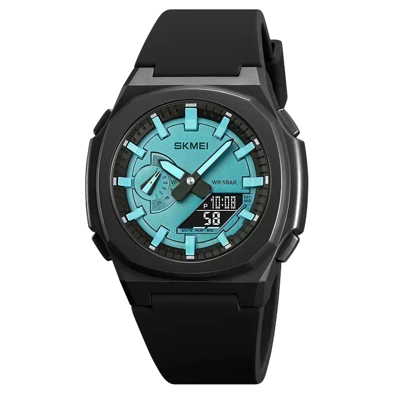 ساعة SKMEI الرياضية للرجال المقاومة للماء مع ساعة عد تنازلي ورمز 5 وساعة منبه وتاريخ وحركة رقمية يابانية 2091 2100 1816