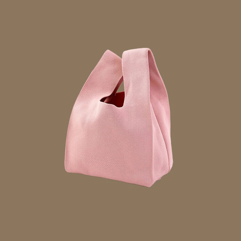 حقائب يد نسائية أنيقة مصنوعة يدويًا محبوكة، حقيبة معصم صغيرة بعقدة، حقيبة تسوق كورية كاجوال قابلة لإعادة الاستخدام