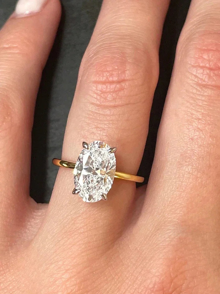 خاتم فضة إسترليني عيار 925 مرصع بحجر زركون بيضاوي لامع بوزن 1-8 قيراط، خاتم فاخر عالي الجودة للنساء، مناسب للخطوبة والزفاف