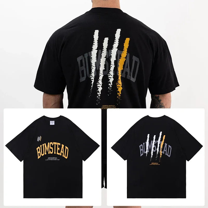 تيشيرت رياضي جديد عالي الجودة لعام 2025، فضفاض وواسع، مصنوع من القطن، بأكمام قصيرة، مناسب للرجال، مثالي للتدريب الصيفي والجري.