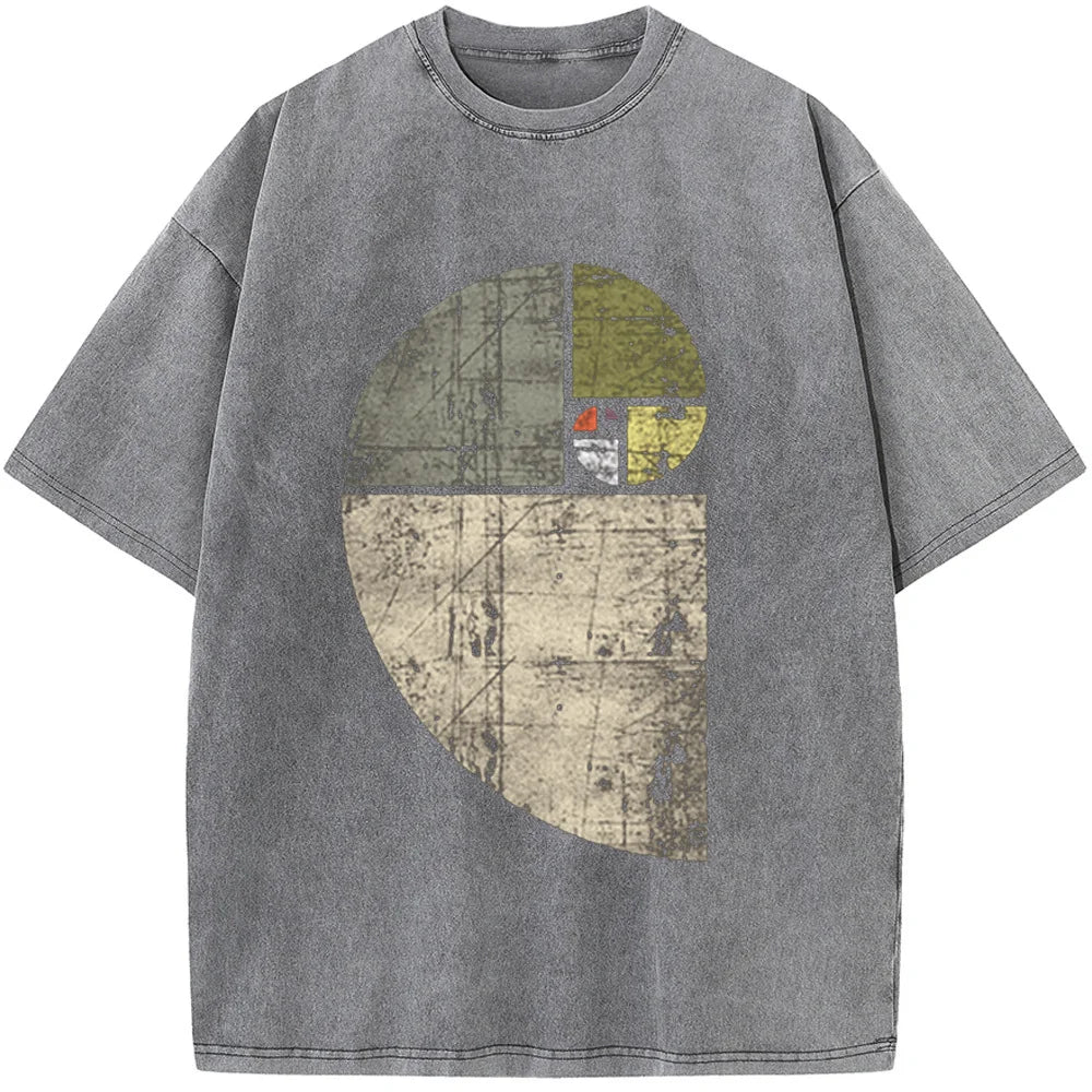 قميص رجالي كلاسيكي بأكمام قصيرة من فيبوناتشي، ملابس الشارع الهيب هوب، قمصان رجالية مغسولة، قمصان رجالية ملونة كلاسيكية