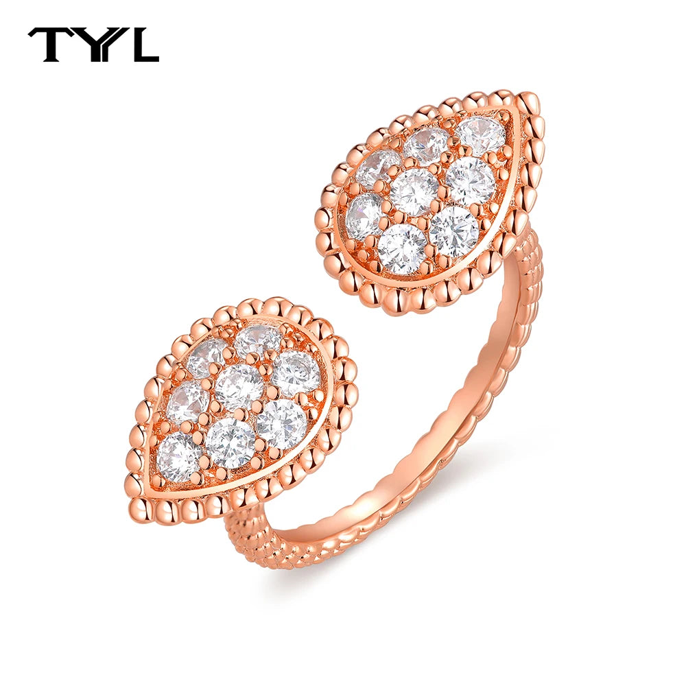 TYYL عالية الجودة العلامة التجارية الساخنة والمجوهرات الفاخرة هدية سيدة تاج تصميم قطرة الماء حبة خاتم الماس حزب الولائم الملحقات