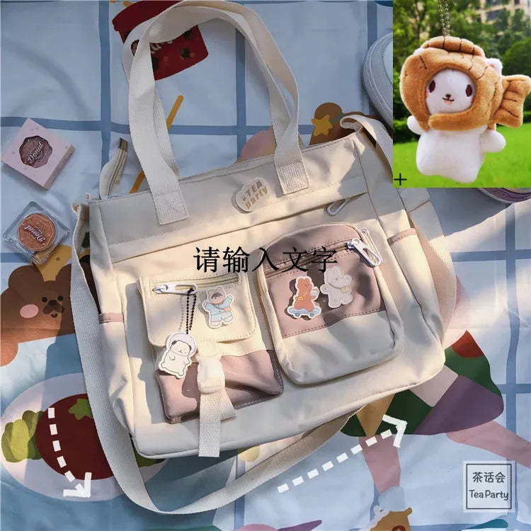 حقيبة يد نسائية من القماش النايلون المقاوم للماء، حقيبة كتف، حقيبة رسول يابانية، حقيبة كروس مدرسية للطالبات، حقيبة كتف للبنات