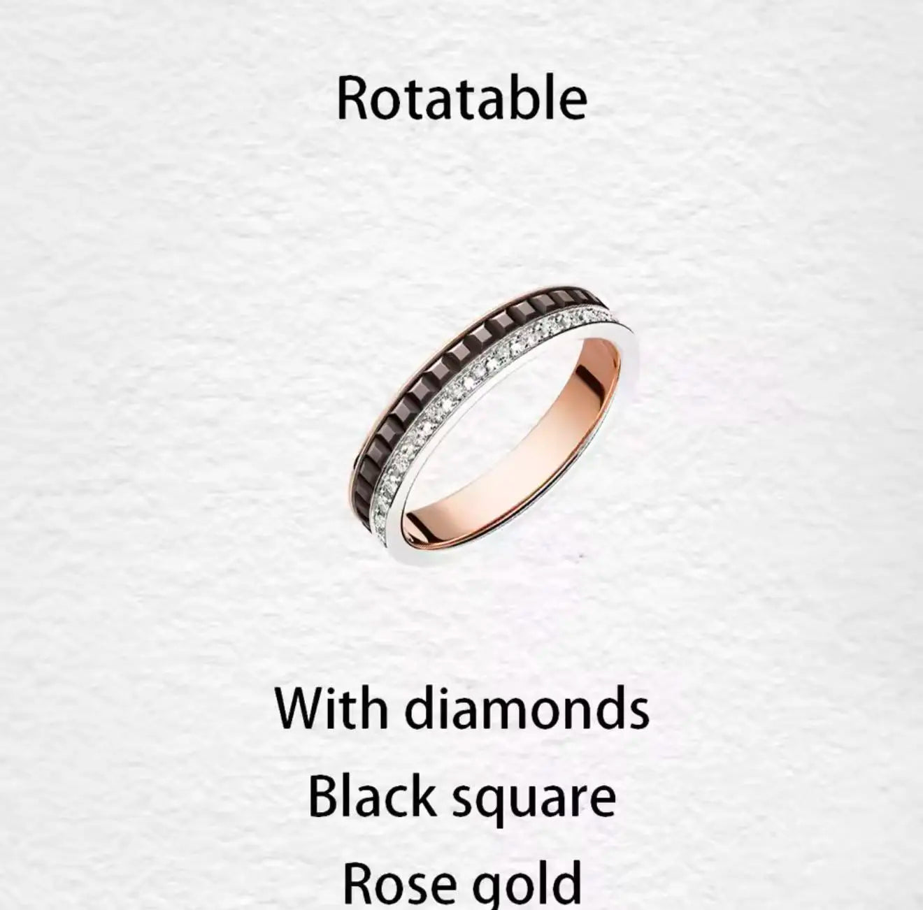 خواتم دوارة فاخرة على الطراز الفرنسي للرجال والنساء قابلة للدوران مصنوعة من مادة الموزانيت عالية الجودة باللونين الأسود والأبيض هدية للمهرجانات