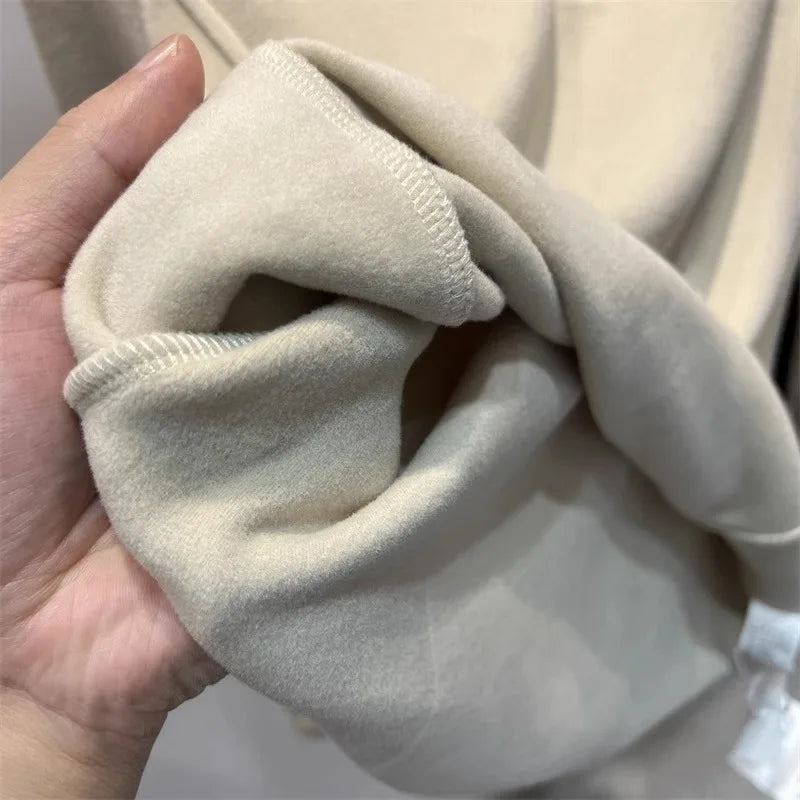 بلوزة نسائية بأكمام طويلة وياقة قائمة وسحاب شبه مرتفع مع طبقة أساسية من الصوف لفصل الخريف والشتاء