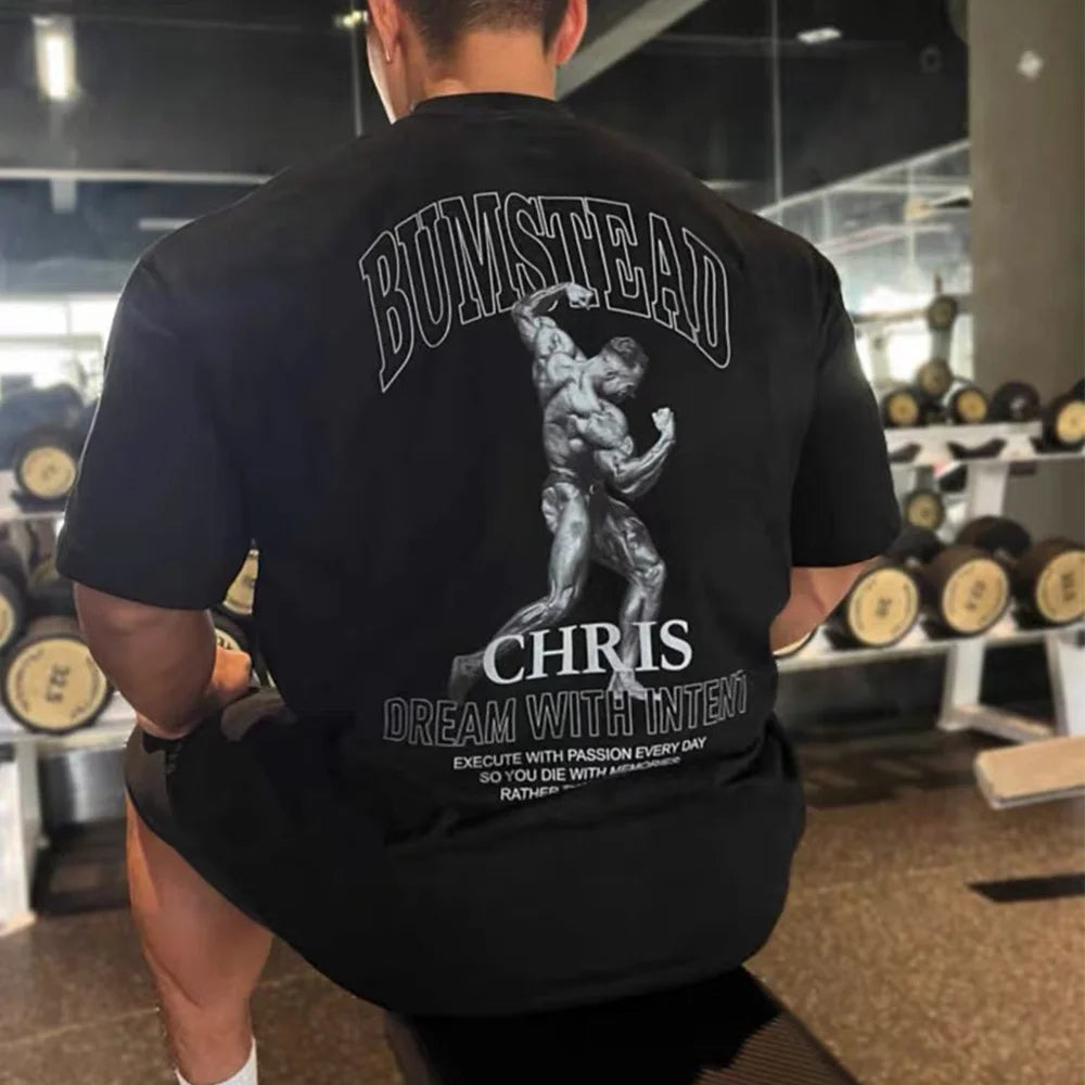 تيشيرت جديد لكمال الأجسام للرجال، تيشيرت قطني تحفيزي للتمارين الرياضية، تيشيرت رياضي لبناء العضلات، ملابس رياضية فضفاضة مريحة.