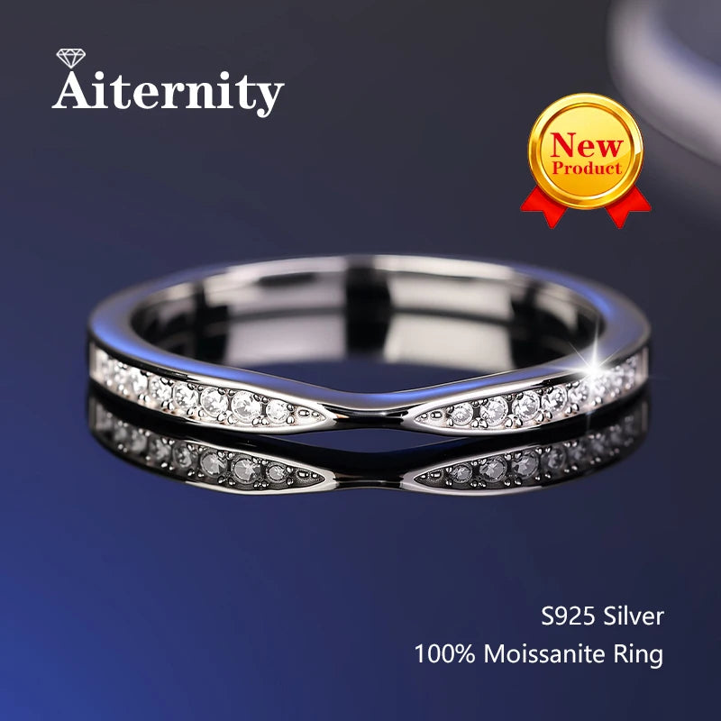 خاتم فضة أصلي 100% S925 للرجال والنساء فاخر لامع من لون D من مويسانيتي، قلم اختبار الماس، خواتم للجنسين