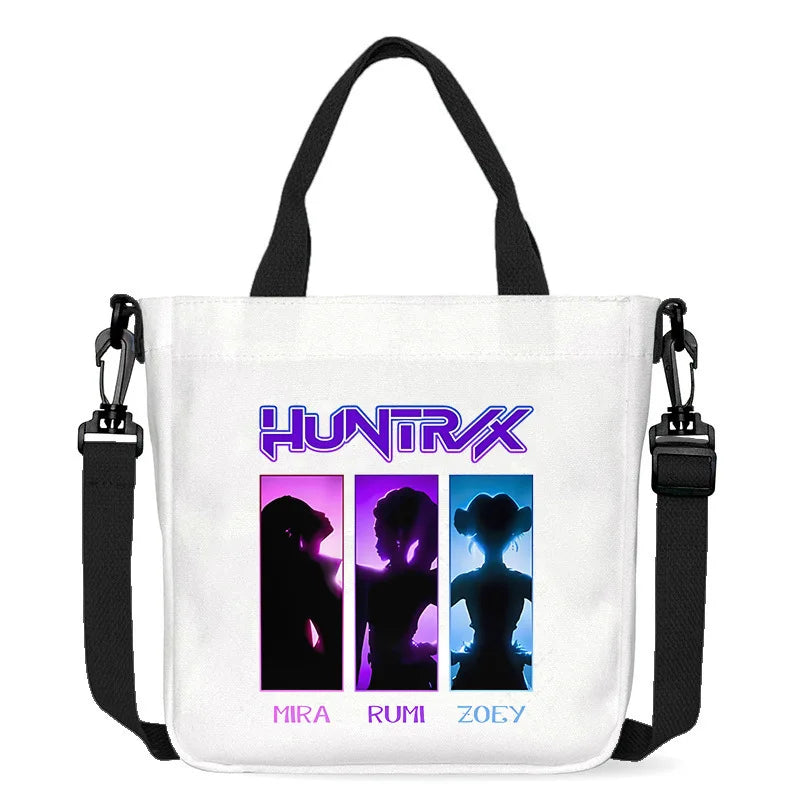 حقيبة قماشية جديدة من KPop Demon Hunters للفتيات، حقيبة يد مربعة أرجوانية بسيطة، حقيبة حمل، حقيبة كتف، هدية عيد ميلاد