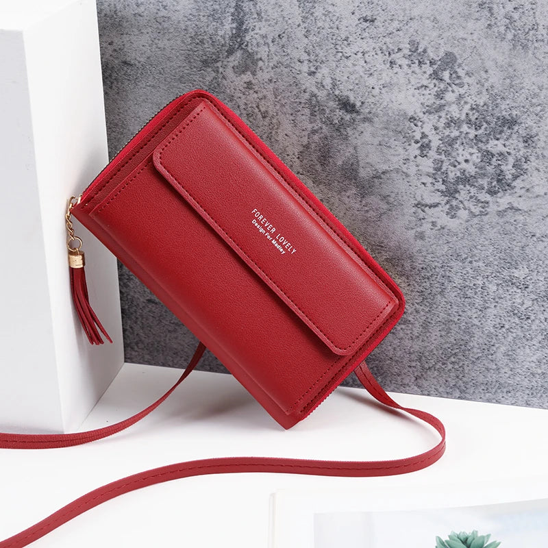 2024 new large-capacity multi-functional solid color one-shoulder bag fashion simple horizontal slung mobile phone bag lady