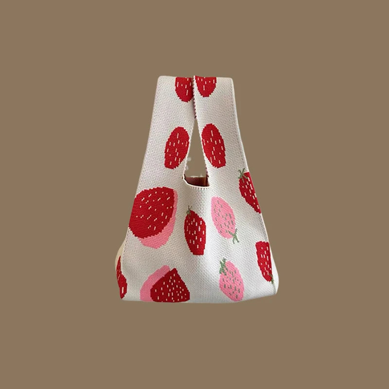 حقائب يد نسائية أنيقة مصنوعة يدويًا محبوكة، حقيبة معصم صغيرة بعقدة، حقيبة تسوق كورية كاجوال قابلة لإعادة الاستخدام