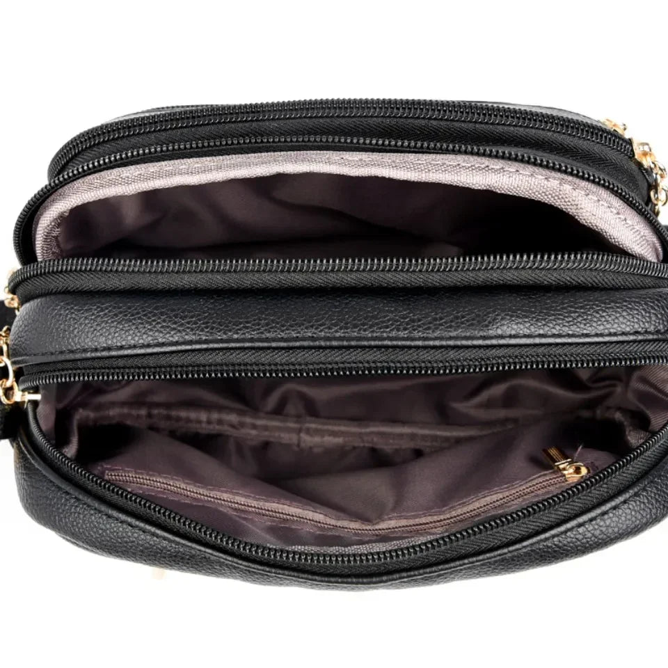 حقيبة كتف نسائية أنيقة من الجلد الناعم عالية الجودة، حقيبة متعددة الجيوب ومقاومة للاهتراء، حقيبة يد فاخرة للسيدات