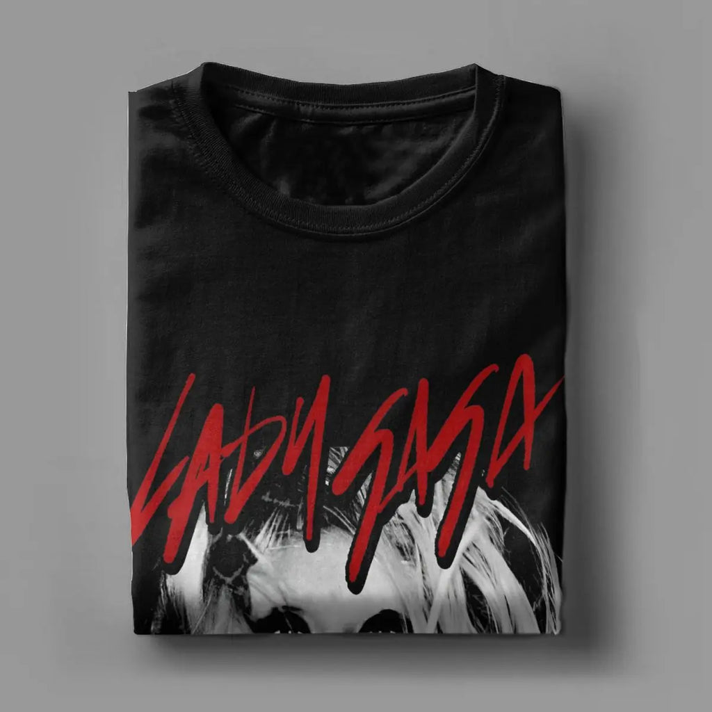 تي شيرت رجالي رسمي مكتوب عليه Lady Born This Way من إنتاج مغنية الروك غاغا، مصنوع من القطن، تي شيرت رائع بأكمام قصيرة ورقبة دائرية، تي شيرت للبالغين